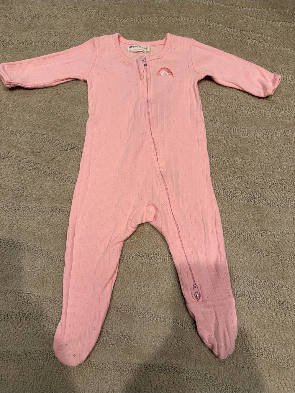 Monica and Andy Pink Footed Baby Sleep and Play Onesie